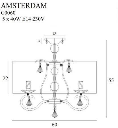 MAXLIGHT C0060 PLAFON AMSTERDAM 60 cm