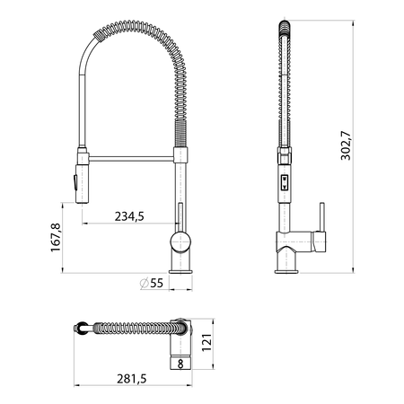 MOOVAN bateria kuchenna z prysznicem, chrom