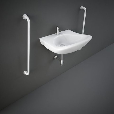 RAK-BELLA Umywalka ergonomiczna dla niepełnosprawnych podwieszana 61x51 cm