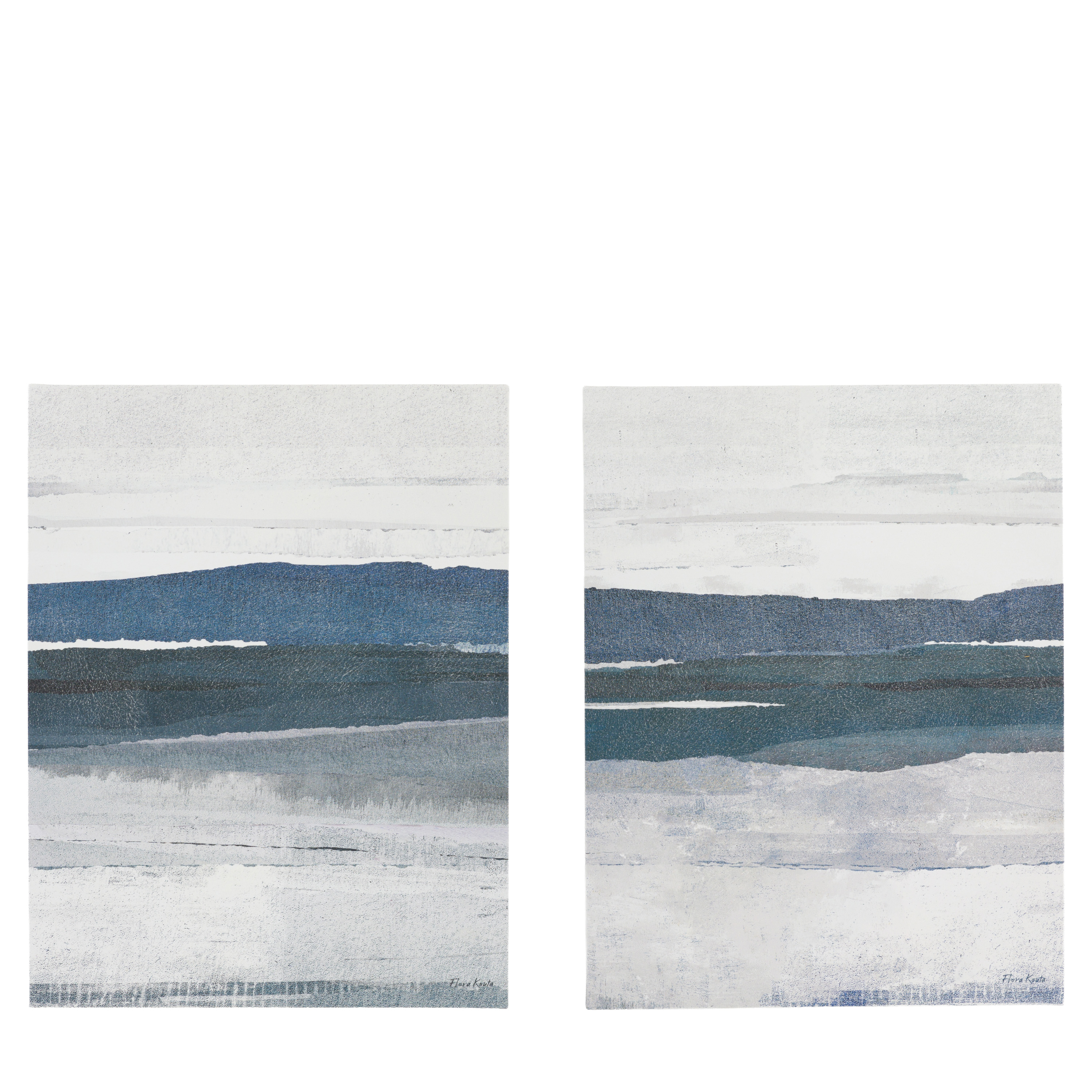 Obraz w ramie „Calm and Collected” – niebieski, 50 × 3,2 × 65 cm, zestaw 2 szt.
