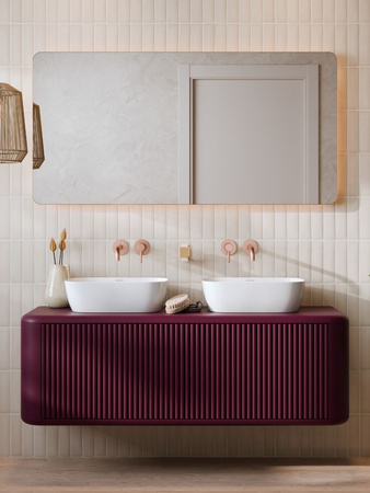 Szafka łazienkowa wisząca z blatem 140 cm welur bordo MAIORI 006-SU140-03