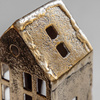 House Tealight Holder Antique Gold 85x70x140mm