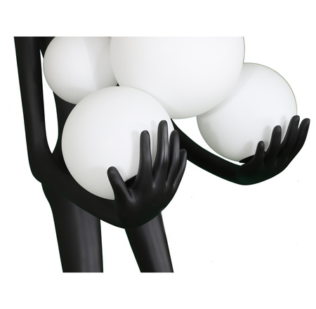 Lampa podłogowa WOMAN BLACK 180 cm - czarna figura kobiety z białymi kloszami