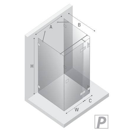 Kabina prysznicowa AVEXA NICKEL BRUSHED 1D prostokątna przyścienna P 100x80x200 szkło czyste 6mm Active Shield 2.0