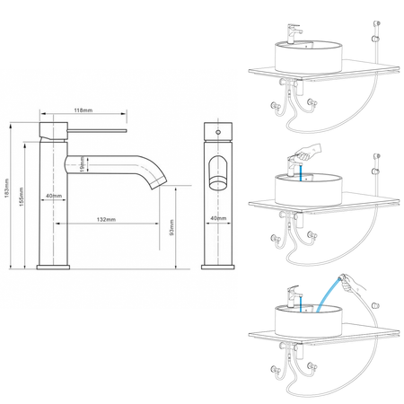 RHAPSODY bateria umywalkowa z prysznicem bidetowym, miedź mat