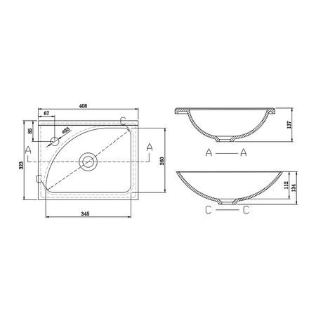 Umywalka meblowa, kompozyt, 40x32cm, biały