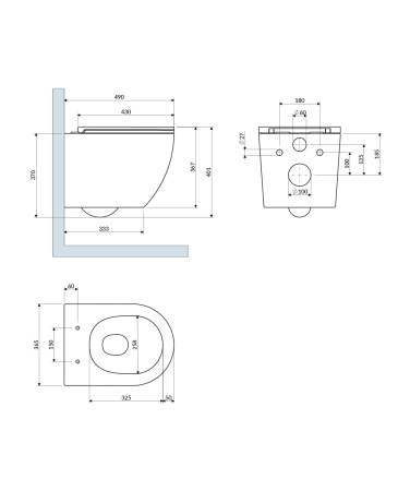 OTTAWA miska toaletowa wisząca SILENT POWER™ z deską wolnoopadającą, 49 x 37 cm, biały połysk