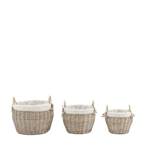 Aro Round Lined Baskets Natural S/3 450x450x320mm