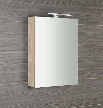 MIRRÓ szafka z lustrem, oświetlenie LED, 50x70x16cm, lewa/prawa, wiąz Bardini