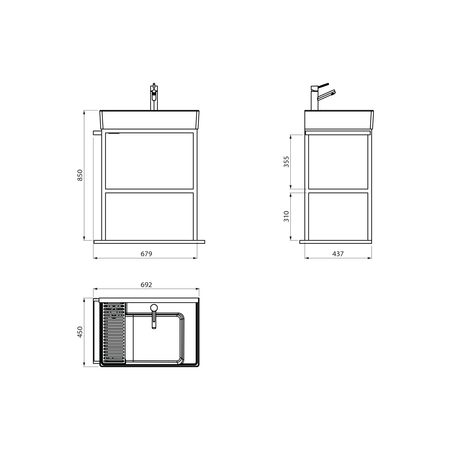 ARYA konsola pod umywalkę 680x850x450mm, czarny