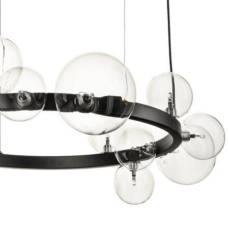 Lampa wisząca Orion 85 cm - 15 szklanych kul, czarna