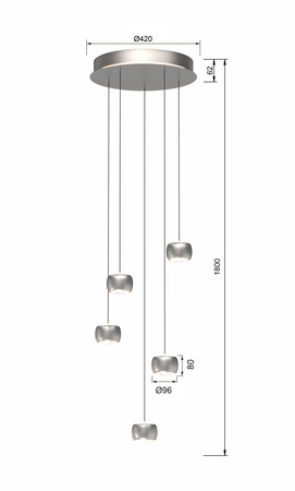 5039-503 Lampa wisząca piątka okrągła QUIBERON nikiel szampński