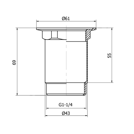Przedłużka 5/4", 69mm, chrom
