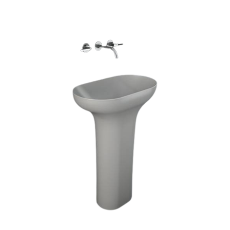 DES Umywalka wolnostojąca 60x35 odpływ do podłogi szary mat