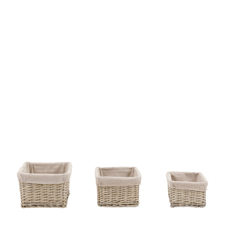 Sylva Sq Lined Basket Grey S/3 430x310x210mm