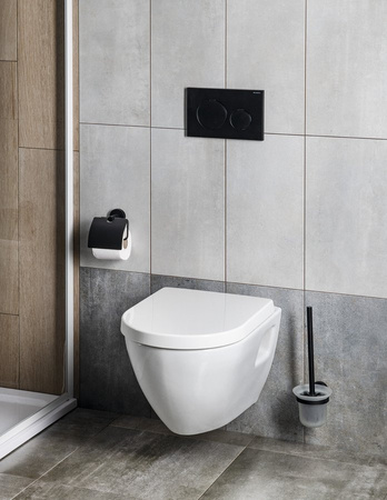 SAMBA wisząca szczotka do WC, szkło mleczne, czarny mat