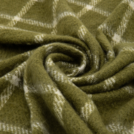 Poly Faux Mohair Check Throw Green 1300x1500mm
