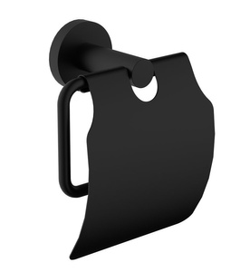X-ROUND BLACK wieszak na papier toaletowy, z klapką, czarny mat