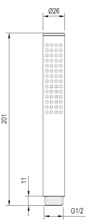 Słuchawka przysznicowa typu mikrofon 1F - jednofunkcyjna, czarna