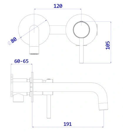 Bateria umywalkowa podtynkowa, chrom
