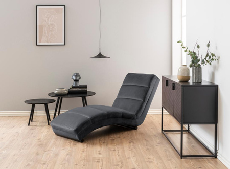 Szezlong Slinky – dark grey welur, pikowania poziome ACTONA