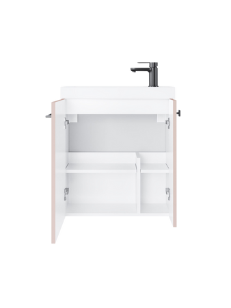 Szafka łazienkowa wisząca z umywalką 55 cm rose mat uchwyt gun metal NOOK 010-SU55-11+TR41366
