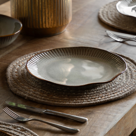 Organic Ridged Dinner Plate Stone (4pk) D280mm