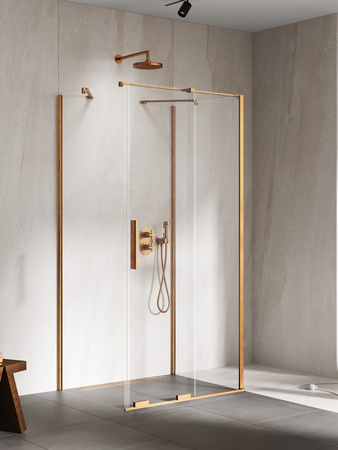 NZ4 Kabina prysznicowa SMART COPPER BRUSHED 1D prostokątna przyścienna U 110x100x200 szkło czyste 8mm Active Shield 2.0
