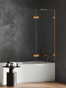 Parawan wannowy OXIA COPPER BRUSHED składany 1D L 100x150 szkło czyste 8mm Active Shield 2.0