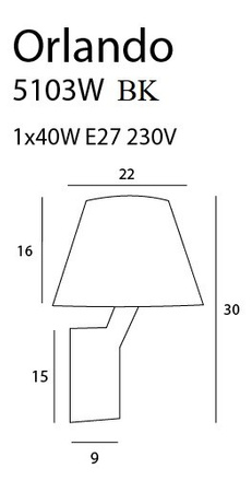 MAXLIGHT 5103W/BL  KINKIET ORLANDO CZARNY CHROM