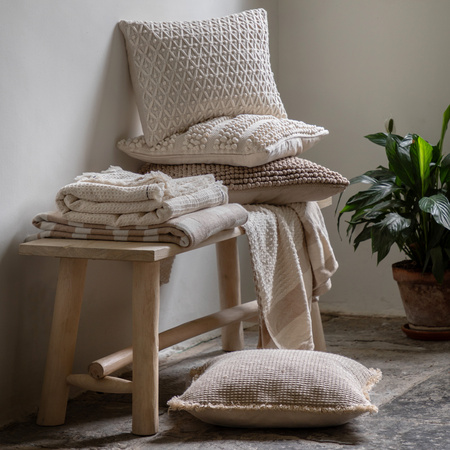 Stitched Border Waffle Throw Cream 1300x1700mm