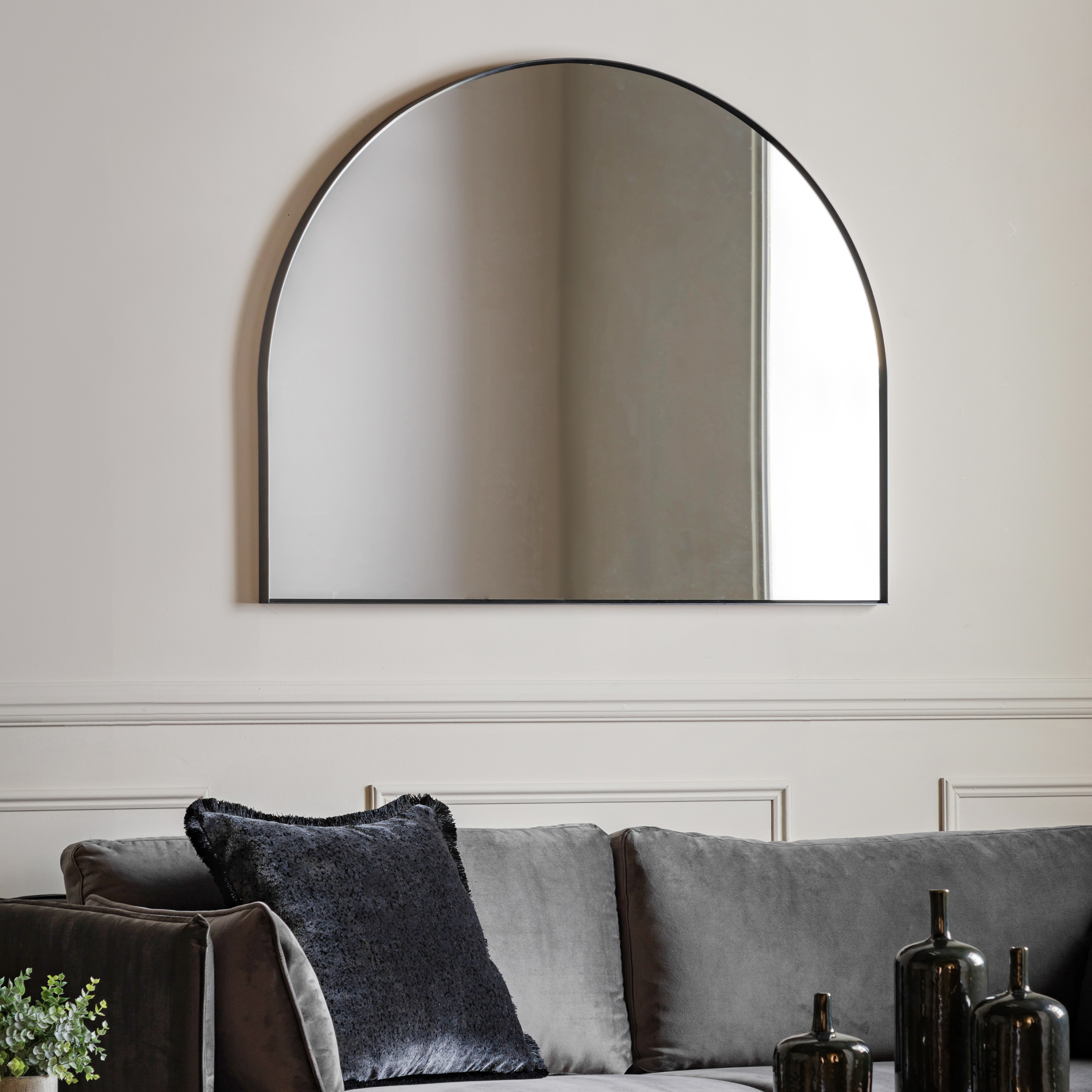 Lustro Holworth – czarne, 110 × 3,5 × 90 cm