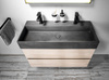 QUADRADO umywalka betonowa podwójna z korkiem 96x44cm, czarny granit