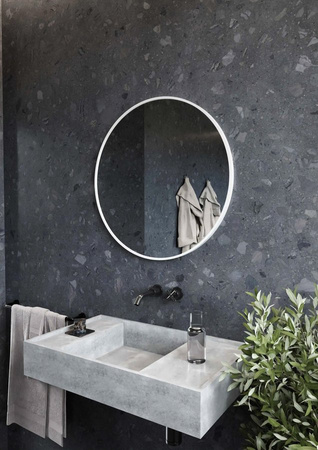 NOTION SLIM okrągłe lustro w ramie, średnica 60cm, biały mat