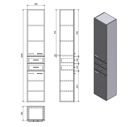 ZOJA/KERAMIA FRESH szafka wysoka 35x184x29cm, biała