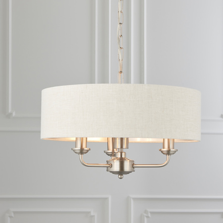 Highclere 3 Pendant Lght Chrome&Natural 350-1200mm