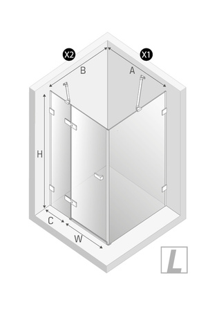 NZ2 Kabina prysznicowa OXIA COPPER BRUSHED 1D L 80x70x200 szkło czyste 8mm Active Shield 2.0