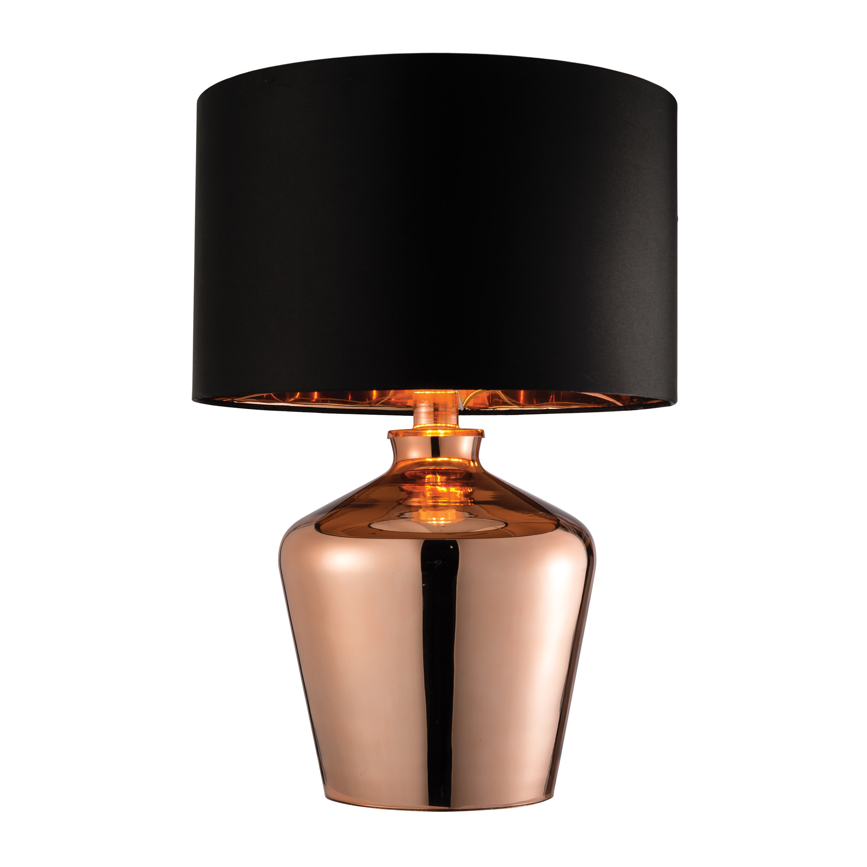 Lampa stołowa Waldorf – czarna / miedziana, 32 × 32 × 47 cm