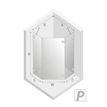 KABINA AVEXA WHITE PIĘCIOKĄTNA P 80x80x200 CZYSTE 6mm ACTIVE SHIELD