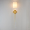 Lampa ścienna DAMA 92 cm-  złoty kinkiet z białym abażurem