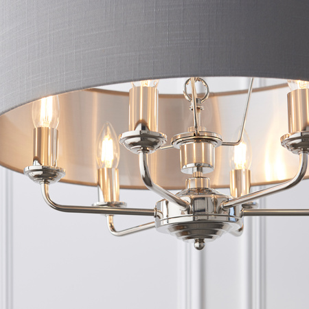 Highclere 6 Pendant Lght Nckl & Chrcoal 350-1200mm