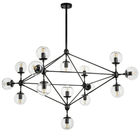 Lampa wisząca ASTRIFERO-15, 110cm -  transparentno czarna