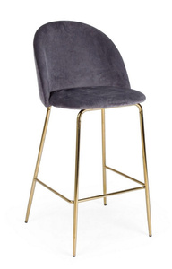 BIZZOTTO krzesło barowe CARRY VELVET szare