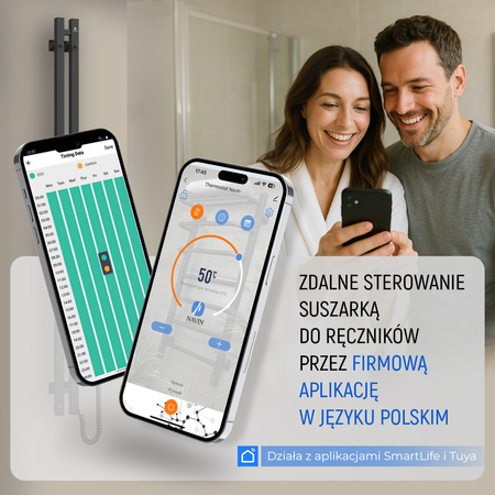 Elektryczny grzejnik łazienkowy Largo 500х1200 Sensor z Wi-Fi prawa, timer, biały aksamit