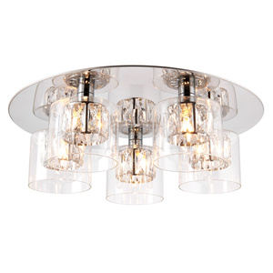 Lampa sufitowa Verina – 5-punktowa, chrom / przezroczysty, 48 × 48 × 15 cm