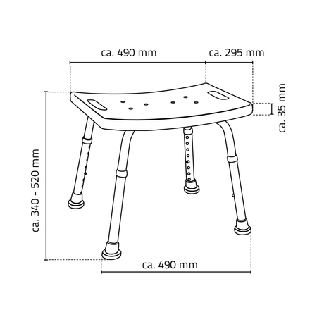HANDICAP Taboret łazienkowy, regulowana wysokość, biały