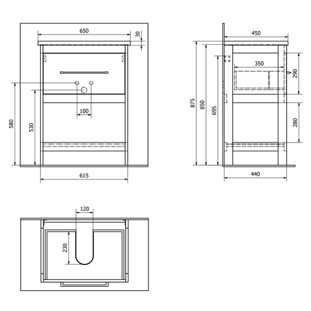 ETIDE szafka umywalkowa 61,5x85x44 cm, biały mat