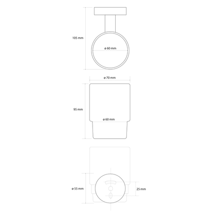 X-ROUND GOLD kubek wiszący, szkło mleczne, złoto mat
