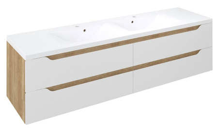 WAVE szafka umywalkowa 179,7x50x47,8cm, biała/dąb Alabama