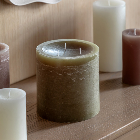 Pillar Candle Rustic Olive 150x150x150mm